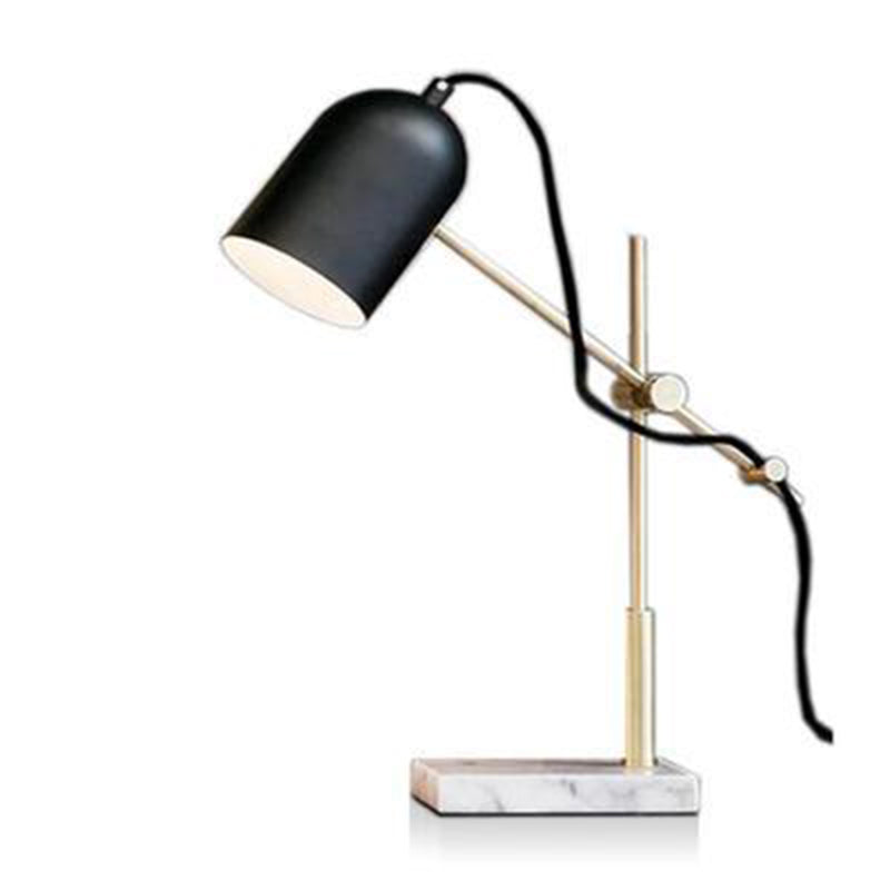 Contemporary Nordic Geometric Lines Iron Marble 1-Light Table Lamp For Bedroom Or Home Office