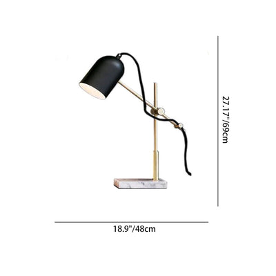 Contemporary Nordic Geometric Lines Iron Marble 1-Light Table Lamp For Bedroom Or Home Office