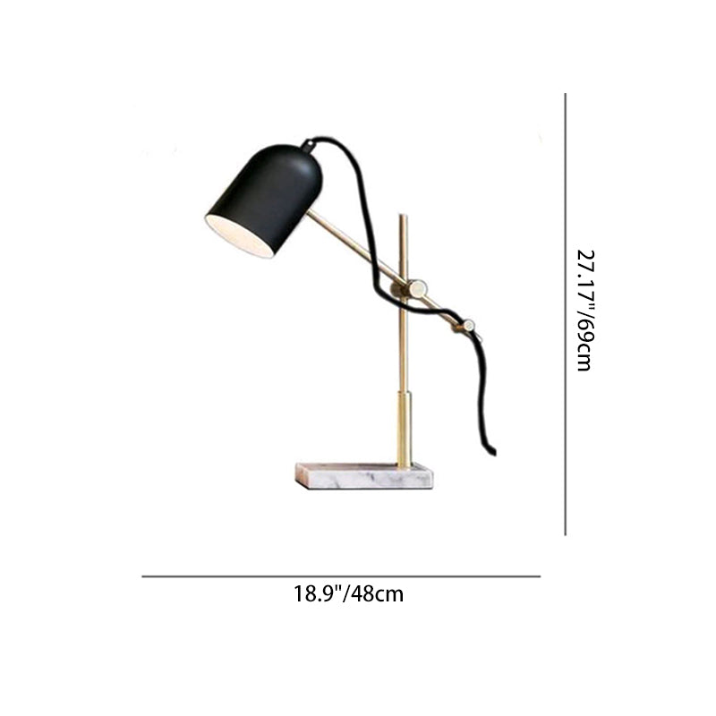 Contemporary Nordic Geometric Lines Iron Marble 1-Light Table Lamp For Bedroom Or Home Office