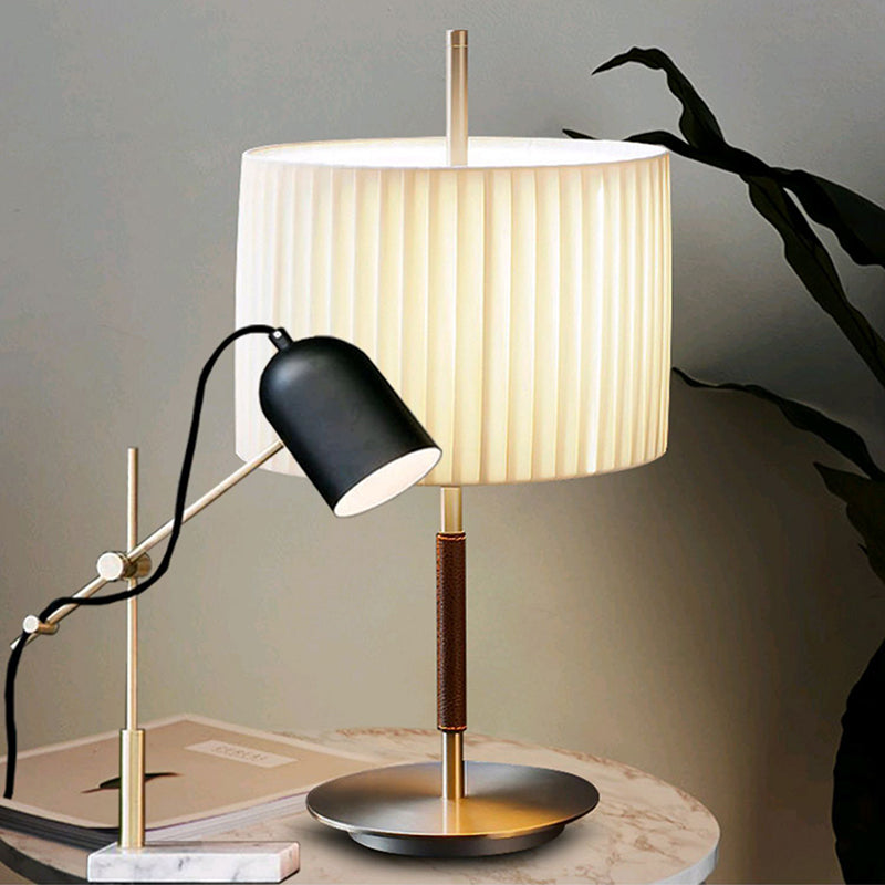 Contemporary Nordic Geometric Lines Iron Marble 1-Light Table Lamp For Bedroom Or Home Office