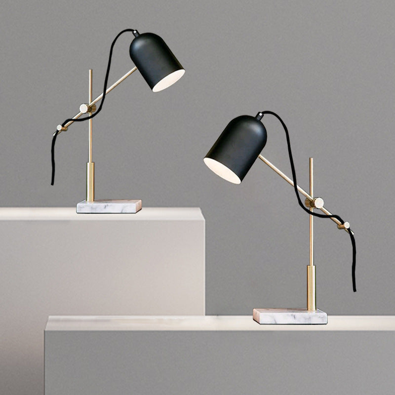 Contemporary Nordic Geometric Lines Iron Marble 1-Light Table Lamp For Bedroom Or Home Office