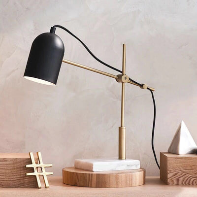 Contemporary Nordic Geometric Lines Iron Marble 1-Light Table Lamp For Bedroom Or Home Office