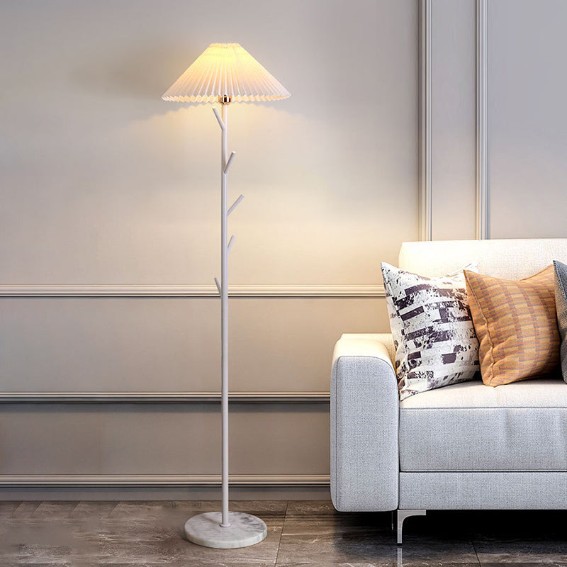 Moderne minimalistische Stehlampe aus Eisen, PVC-Stoff und Marmor mit 1 Licht für das Wohnzimmer 