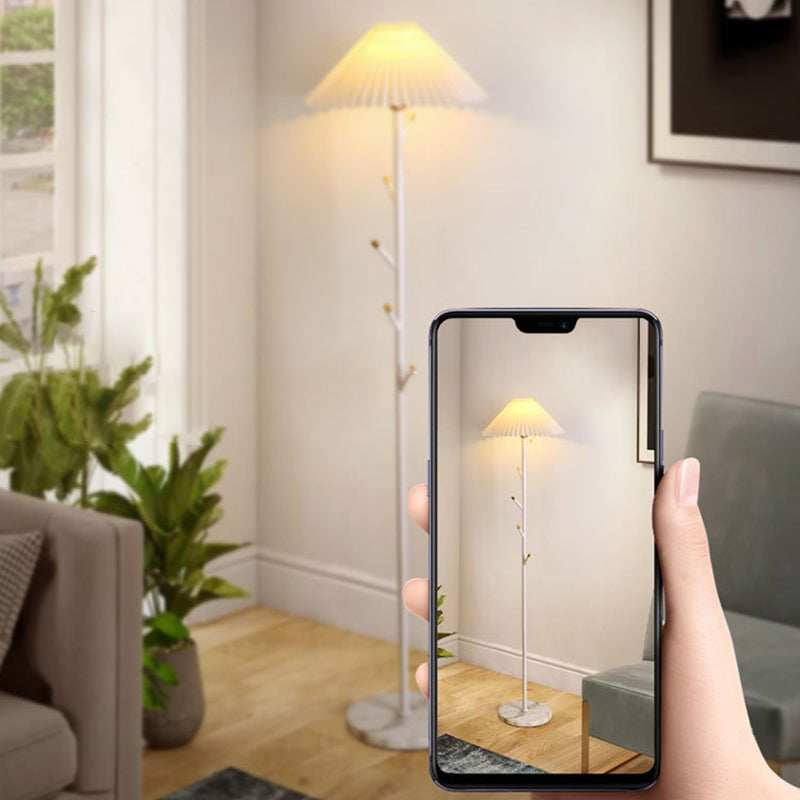 Moderne minimalistische Stehlampe aus Eisen, PVC-Stoff und Marmor mit 1 Licht für das Wohnzimmer 