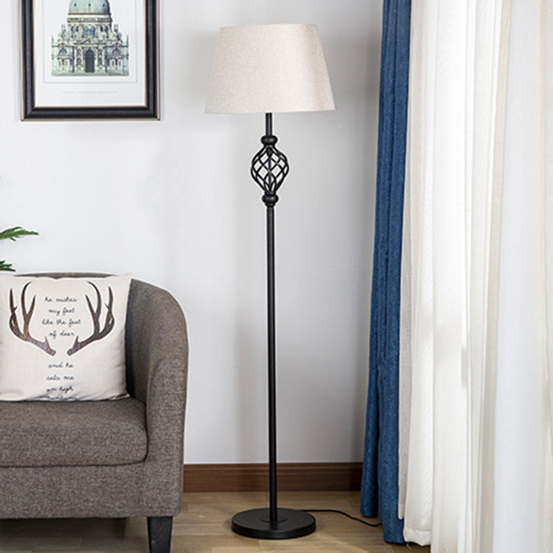 Modern Minimalist Iron Fabric Vertical 1-Light Standing Floor Lamps For Living Room