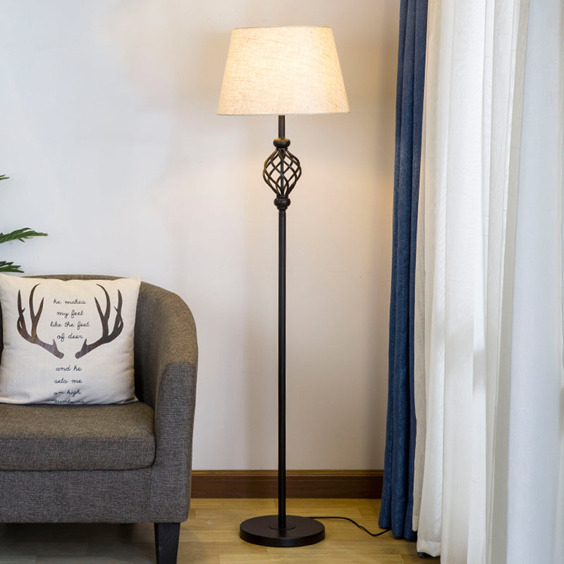 Modern Minimalist Iron Fabric Vertical 1-Light Standing Floor Lamps For Living Room