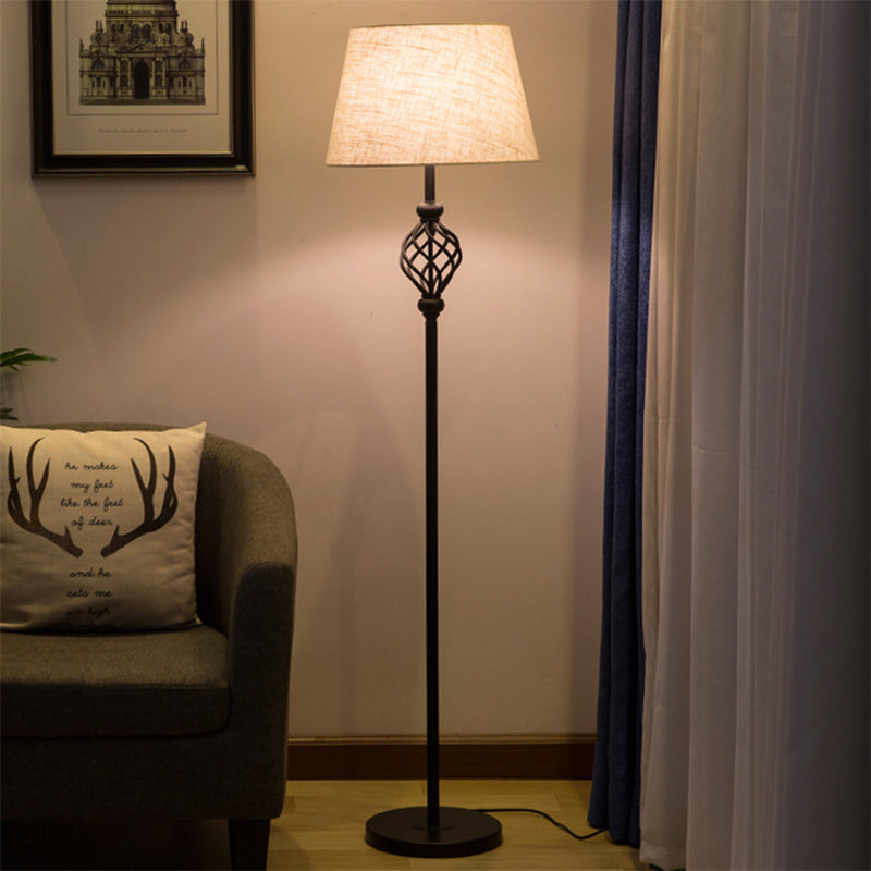 Modern Minimalist Iron Fabric Vertical 1-Light Standing Floor Lamps For Living Room