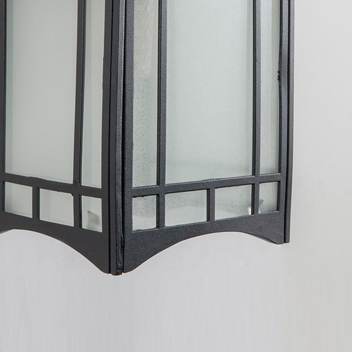 Lanterne murale extérieure en forme de lanterne chinoise traditionnelle étanche en aluminium et verre à 1 lumière pour jardin 