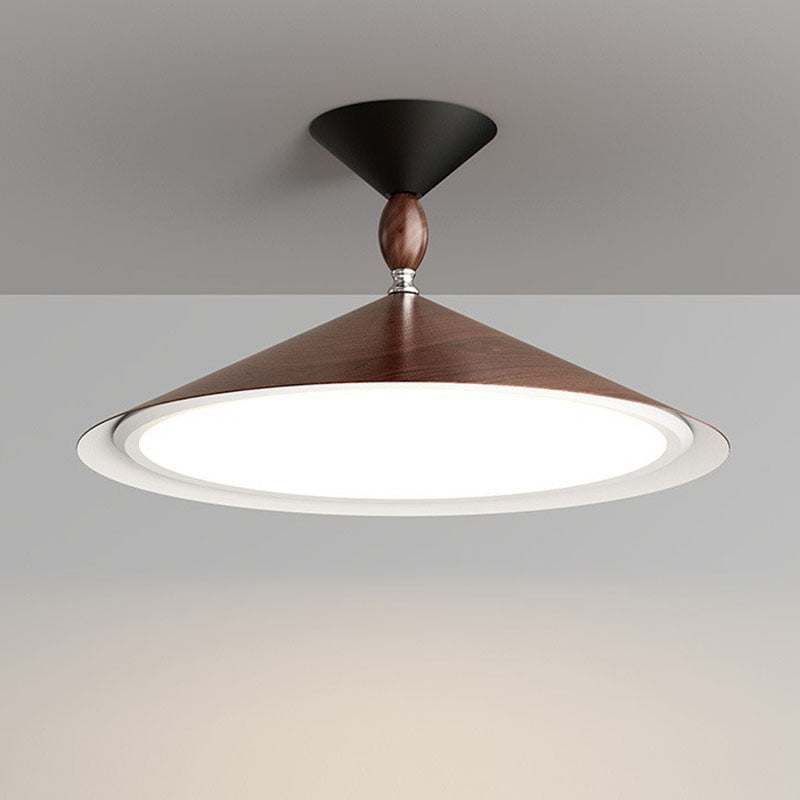 Zeitgenössische skandinavische Trichterform Aluminium Eisen Acryl LED Semi-Flush Mount Deckenleuchte für Schlafzimmer 