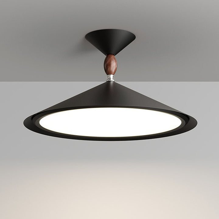 Zeitgenössische skandinavische Trichterform Aluminium Eisen Acryl LED Semi-Flush Mount Deckenleuchte für Schlafzimmer 