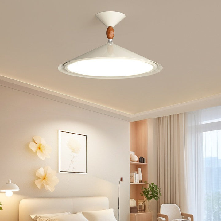 Zeitgenössische skandinavische Trichterform Aluminium Eisen Acryl LED Semi-Flush Mount Deckenleuchte für Schlafzimmer 