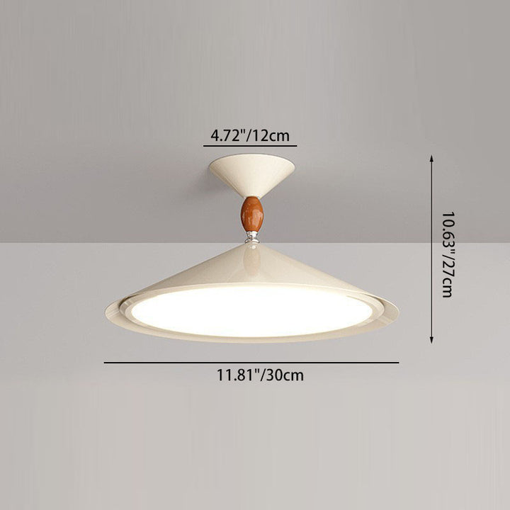 Zeitgenössische skandinavische Trichterform Aluminium Eisen Acryl LED Semi-Flush Mount Deckenleuchte für Schlafzimmer 