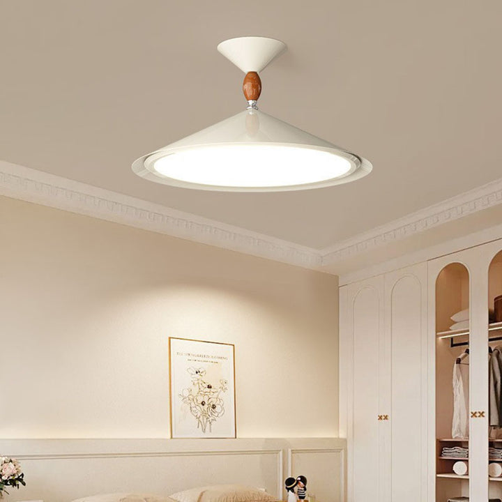 Zeitgenössische skandinavische Trichterform Aluminium Eisen Acryl LED Semi-Flush Mount Deckenleuchte für Schlafzimmer 