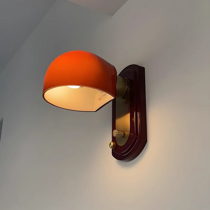 Applique Murale 1 Lumière avec Abat-Jour en Verre en Forme de Champignon en Bois Vintage Traditionnel pour Chambre 