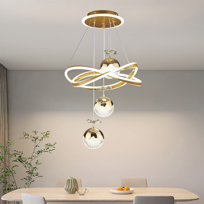 Contemporary Luxury Ball-Shaped Iron Aluminum Silicone Crystal LED Chandeliers For Living Room