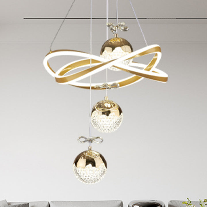 Contemporary Luxury Ball-Shaped Iron Aluminum Silicone Crystal LED Chandeliers For Living Room