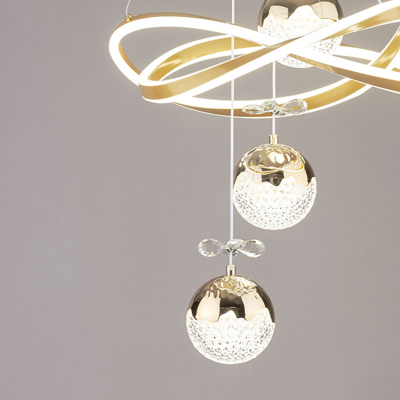 Contemporary Luxury Ball-Shaped Iron Aluminum Silicone Crystal LED Chandeliers For Living Room