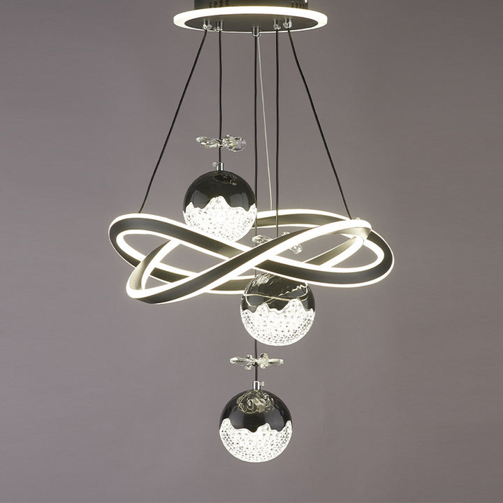 Contemporary Luxury Ball-Shaped Iron Aluminum Silicone Crystal LED Chandeliers For Living Room