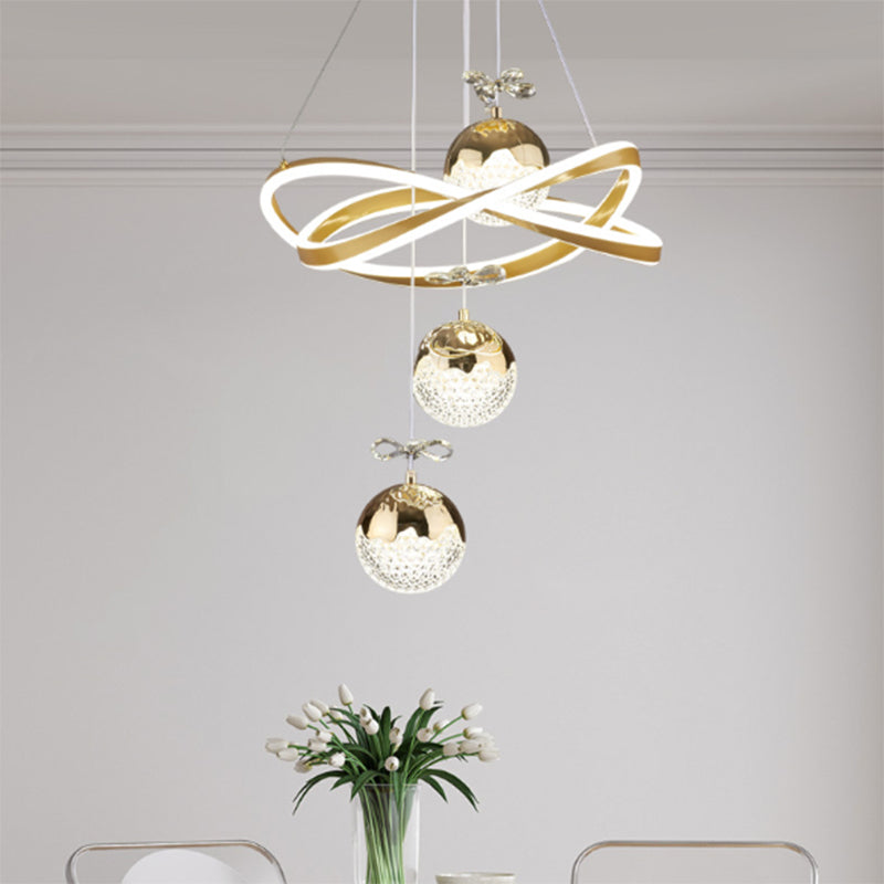 Contemporary Luxury Ball-Shaped Iron Aluminum Silicone Crystal LED Chandeliers For Living Room