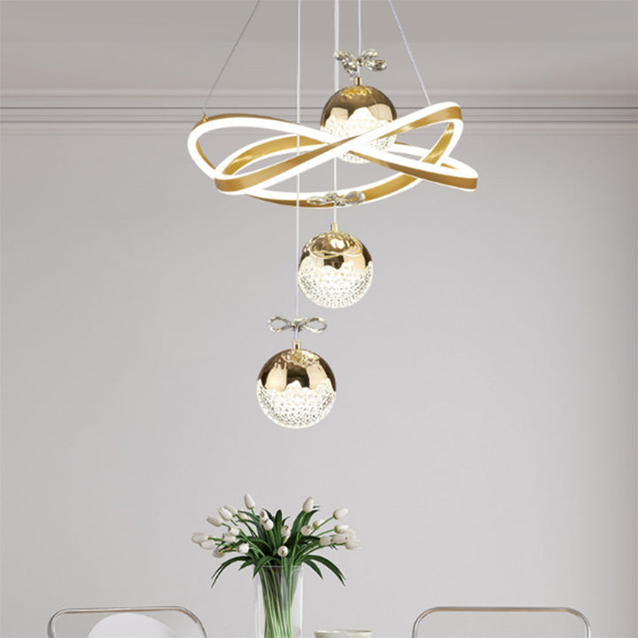 Contemporary Luxury Ball-Shaped Iron Aluminum Silicone Crystal LED Chandeliers For Living Room