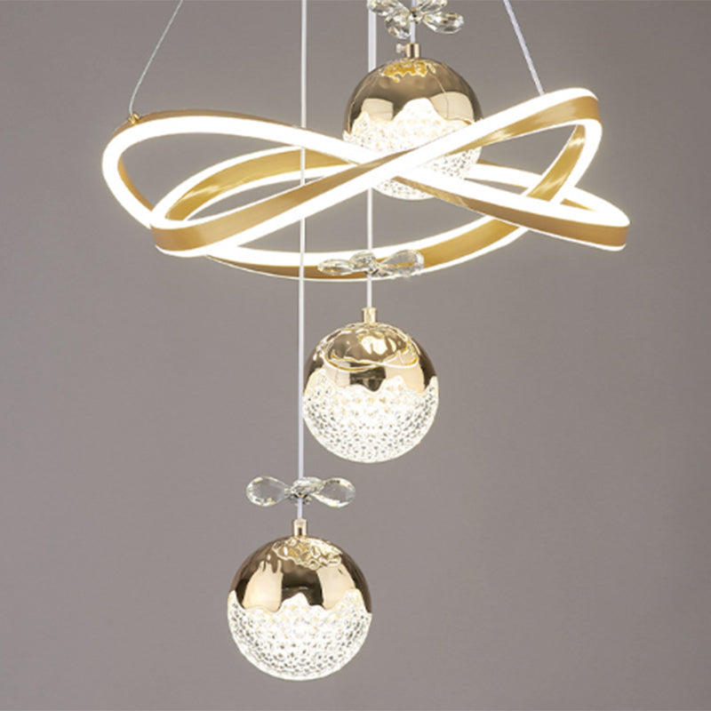 Contemporary Luxury Ball-Shaped Iron Aluminum Silicone Crystal LED Chandeliers For Living Room