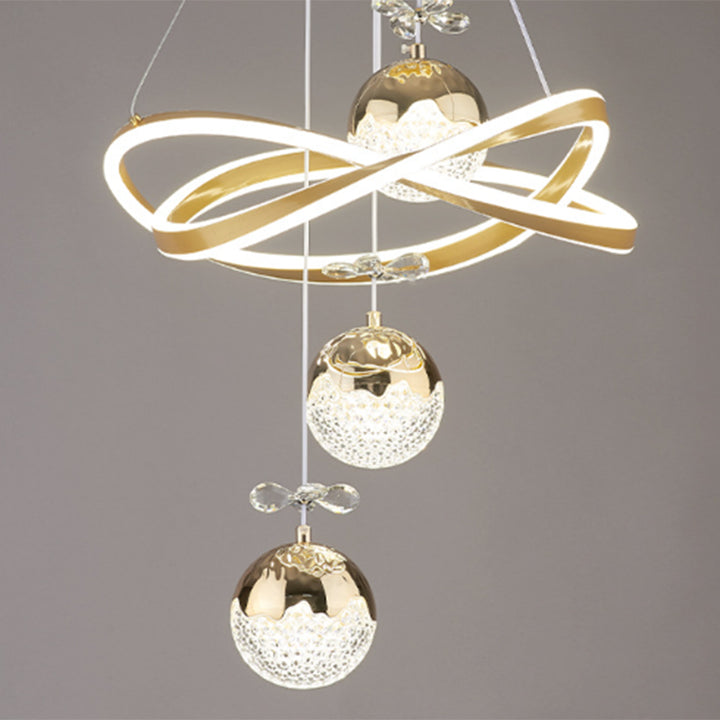 Contemporary Luxury Ball-Shaped Iron Aluminum Silicone Crystal LED Chandeliers For Living Room