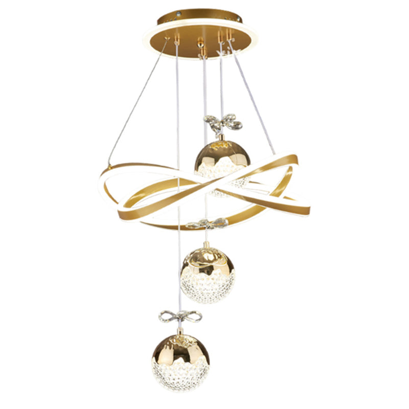 Contemporary Luxury Ball-Shaped Iron Aluminum Silicone Crystal LED Chandeliers For Living Room