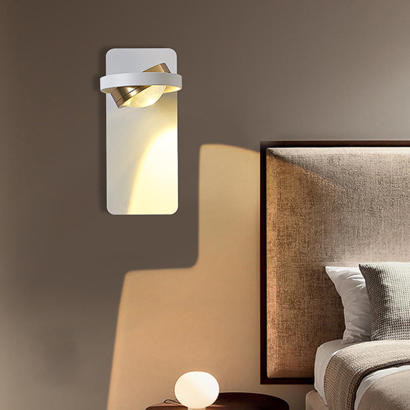 Lámpara de pared LED de acrílico de aluminio de hierro cuadrado esférico giratorio de simplicidad moderna para dormitorio 