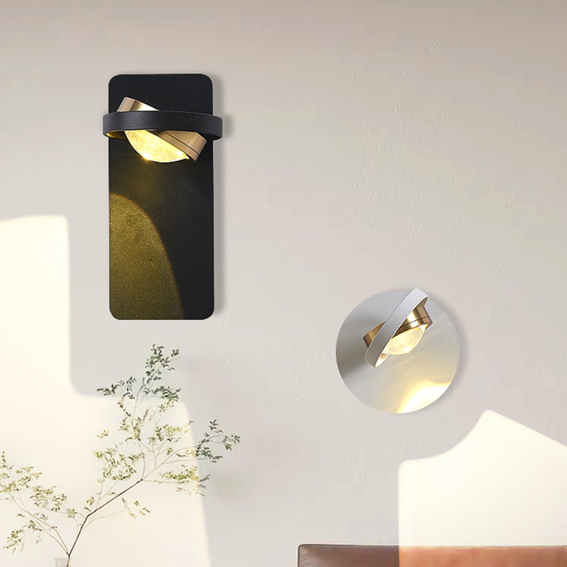 Lámpara de pared LED de acrílico de aluminio de hierro cuadrado esférico giratorio de simplicidad moderna para dormitorio 