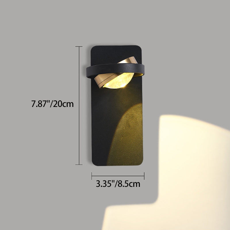 Lámpara de pared LED de acrílico de aluminio de hierro cuadrado esférico giratorio de simplicidad moderna para dormitorio 