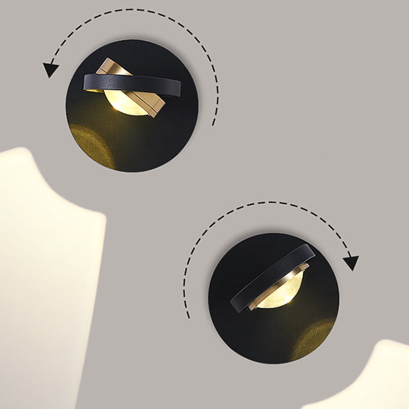 Lámpara de pared LED de acrílico de aluminio de hierro cuadrado esférico giratorio de simplicidad moderna para dormitorio 