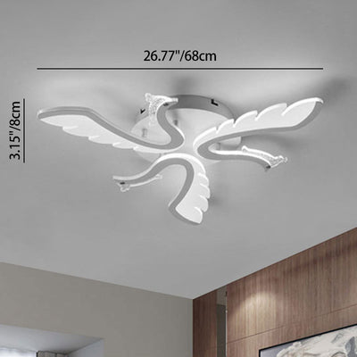 Modern Luxury Phoenix Shape Metal Acrylic LED Semi-Flush Mount Ceiling Light For Living Room