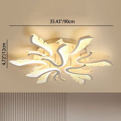 Modern Luxury Phoenix Shape Metal Acrylic LED Semi-Flush Mount Ceiling Light For Living Room