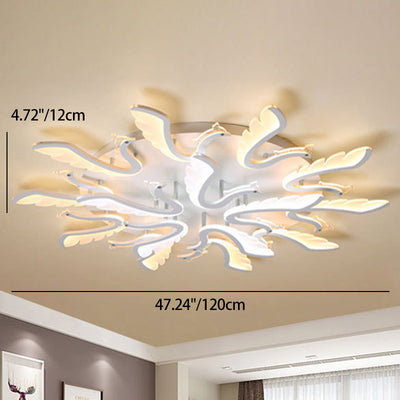Modern Luxury Phoenix Shape Metal Acrylic LED Semi-Flush Mount Ceiling Light For Living Room