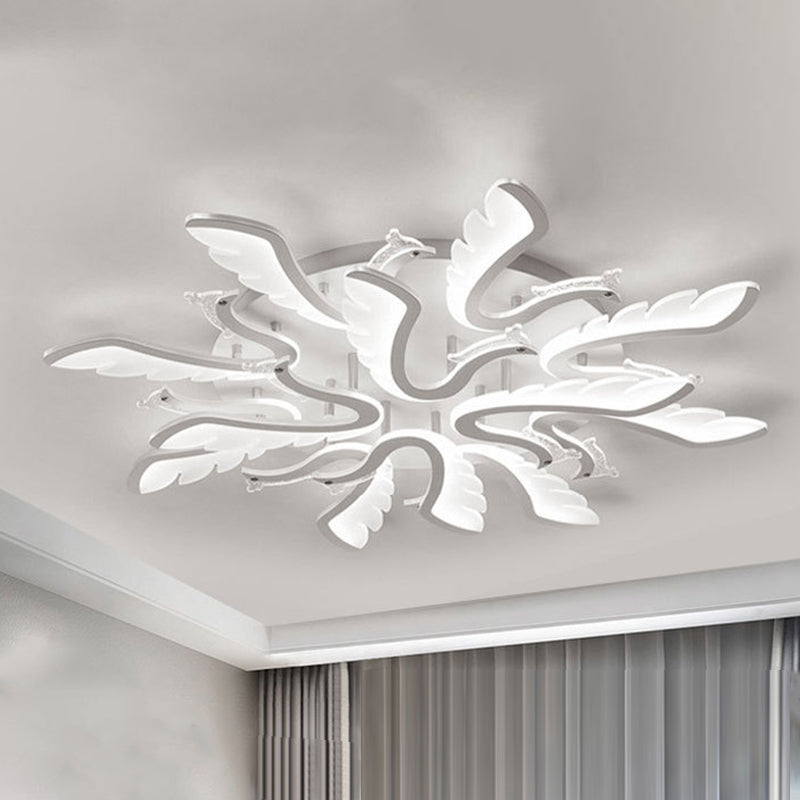 Modern Luxury Phoenix Shape Metal Acrylic LED Semi-Flush Mount Ceiling Light For Living Room