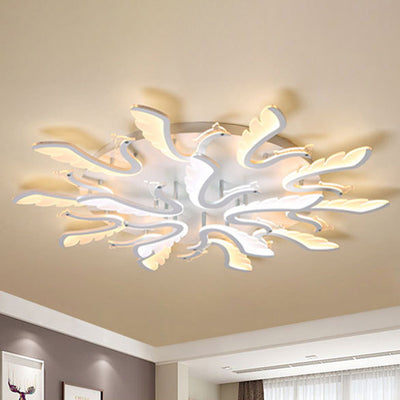 Modern Luxury Phoenix Shape Metal Acrylic LED Semi-Flush Mount Ceiling Light For Living Room