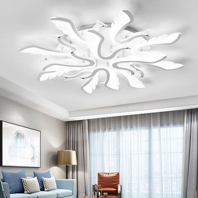 Modern Luxury Phoenix Shape Metal Acrylic LED Semi-Flush Mount Ceiling Light For Living Room