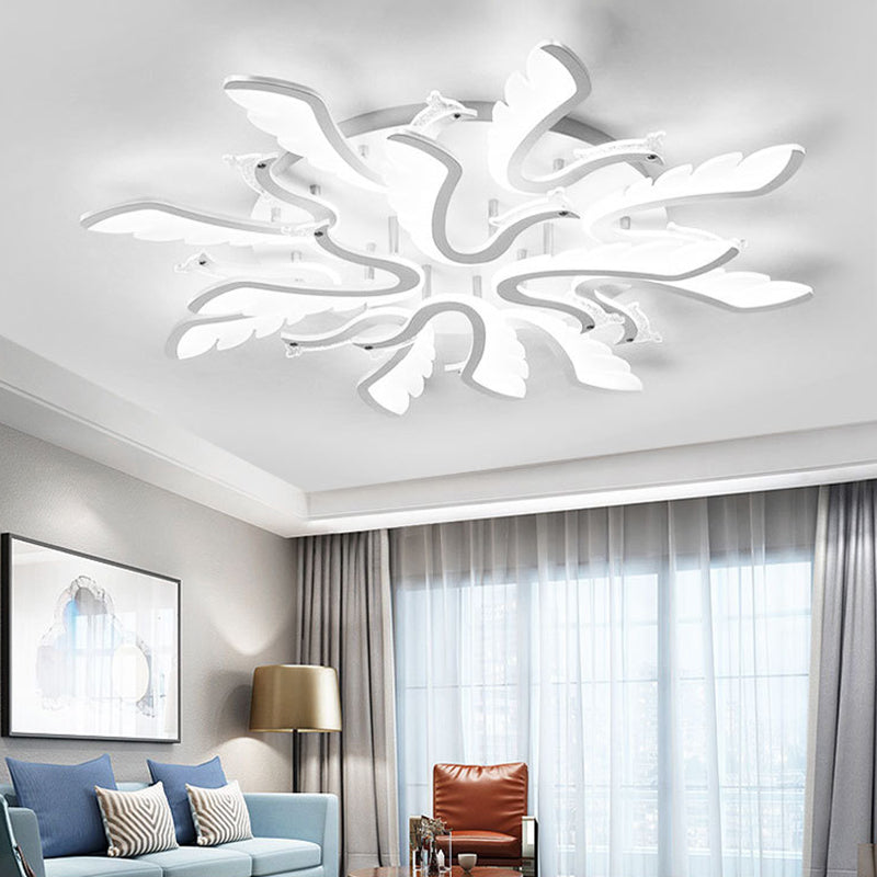 Modern Luxury Phoenix Shape Metal Acrylic LED Semi-Flush Mount Ceiling Light For Living Room