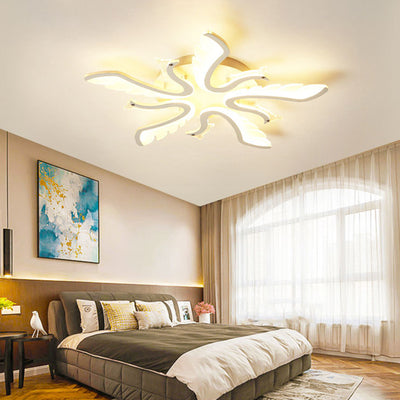 Modern Luxury Phoenix Shape Metal Acrylic LED Semi-Flush Mount Ceiling Light For Living Room