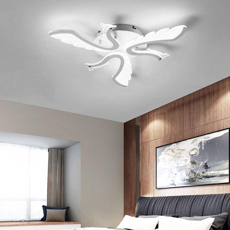 Modern Luxury Phoenix Shape Metal Acrylic LED Semi-Flush Mount Ceiling Light For Living Room