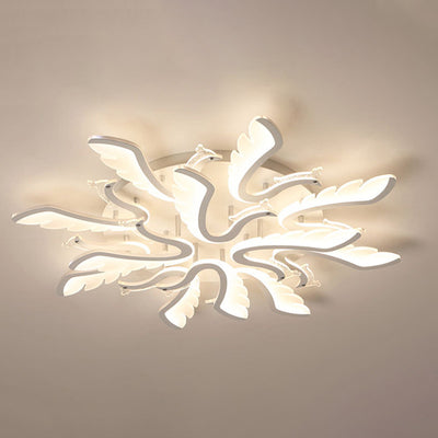 Modern Luxury Phoenix Shape Metal Acrylic LED Semi-Flush Mount Ceiling Light For Living Room