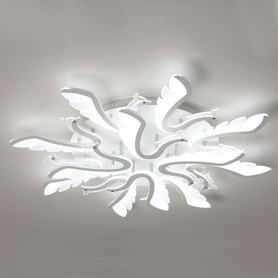 Modern Luxury Phoenix Shape Metal Acrylic LED Semi-Flush Mount Ceiling Light For Living Room