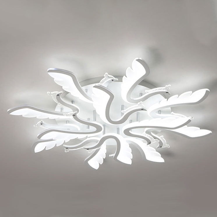 Modern Luxury Phoenix Shape Metal Acrylic LED Semi-Flush Mount Ceiling Light For Living Room