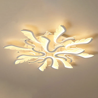 Modern Luxury Phoenix Shape Metal Acrylic LED Semi-Flush Mount Ceiling Light For Living Room