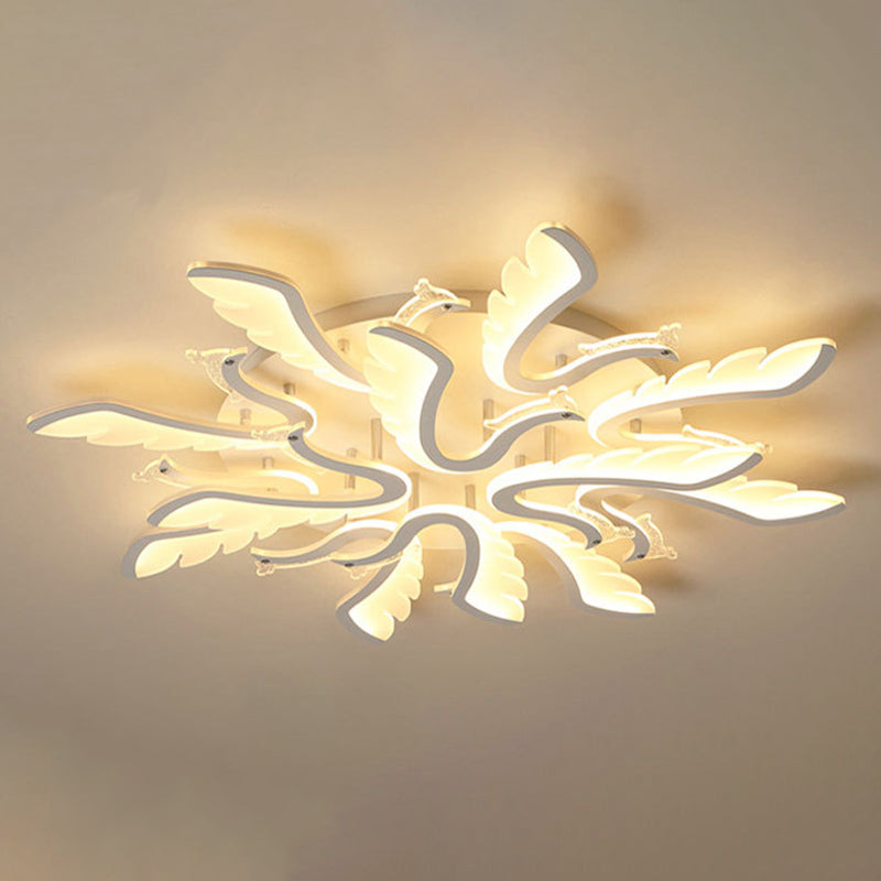 Modern Luxury Phoenix Shape Metal Acrylic LED Semi-Flush Mount Ceiling Light For Living Room
