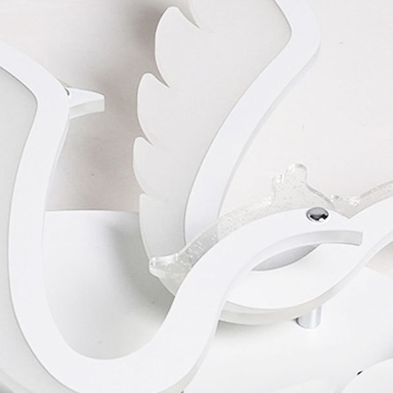 Modern Luxury Phoenix Shape Metal Acrylic LED Semi-Flush Mount Ceiling Light For Living Room