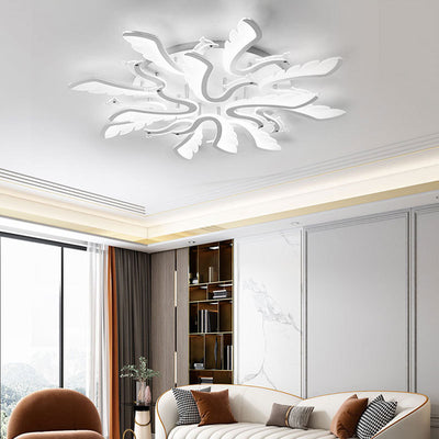 Modern Luxury Phoenix Shape Metal Acrylic LED Semi-Flush Mount Ceiling Light For Living Room