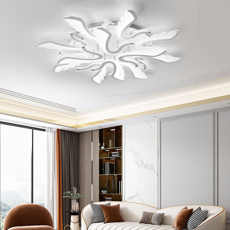 Modern Luxury Phoenix Shape Metal Acrylic LED Semi-Flush Mount Ceiling Light For Living Room