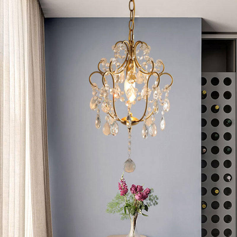 Lustre à une lumière en cristal de fer traditionnel français pour salle à manger 