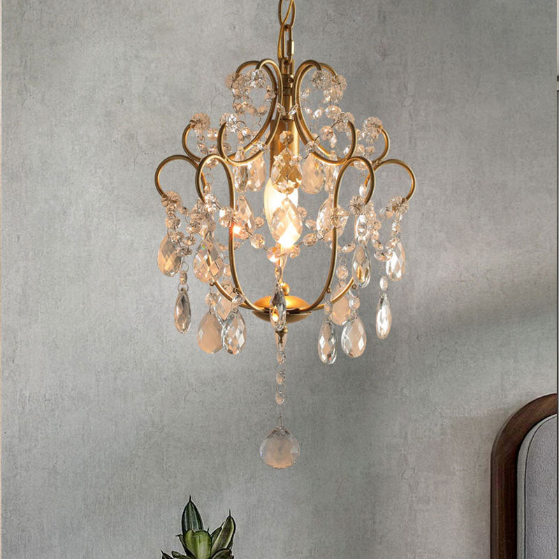 Lustre à une lumière en cristal de fer traditionnel français pour salle à manger 